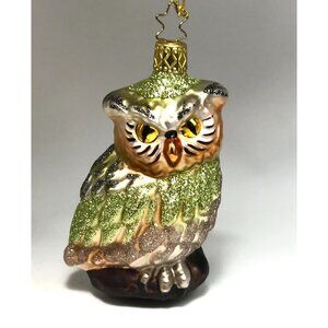 German Inge-Glas Owl Ornament Woods Watch Original Tag IG Owl of Wisdom